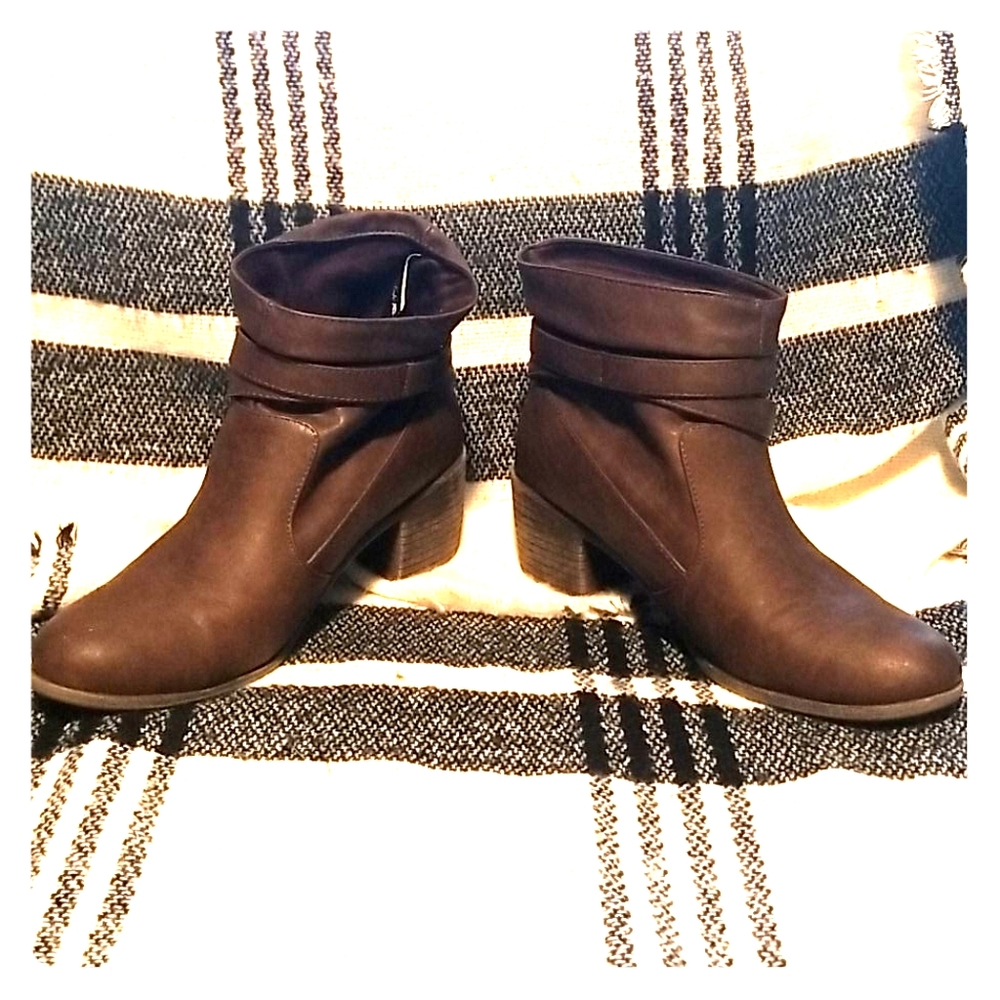 Womens Booties Bucklea Brown Heeled